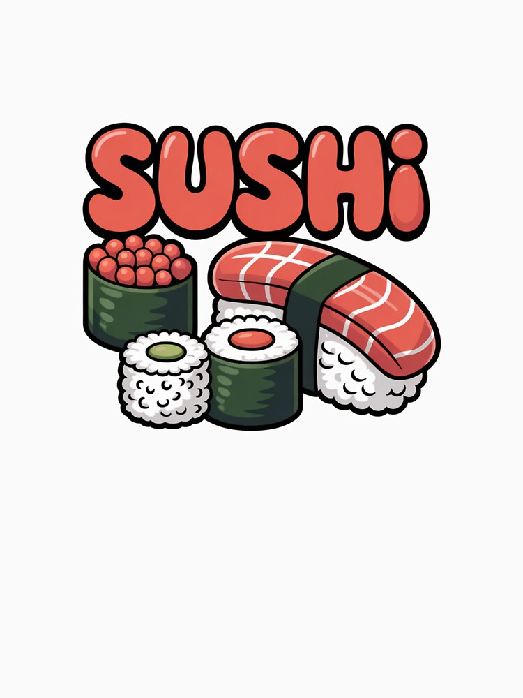 Cute kawaii sushi on a plate, retro cartoon style, colorful and playful, cozy design, soft outlines, flat... (Image 3)
