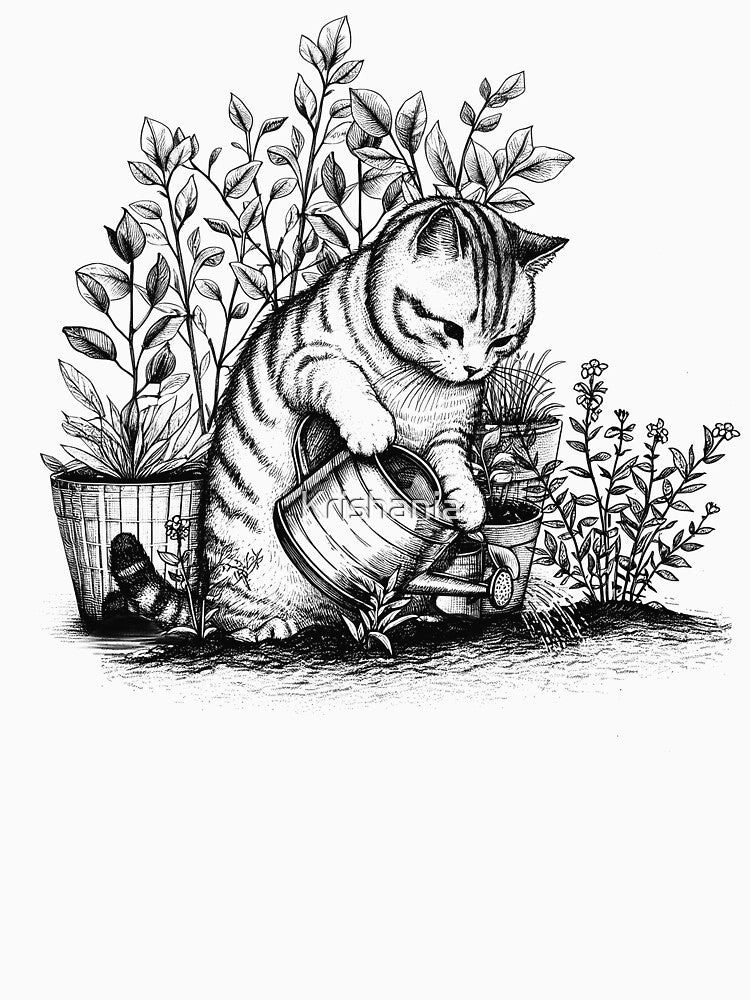 Cat Playing Gardening Garden Gardener Plants Kimberley King Art King Art T-Shirts, Hoodie, Sweatshirt