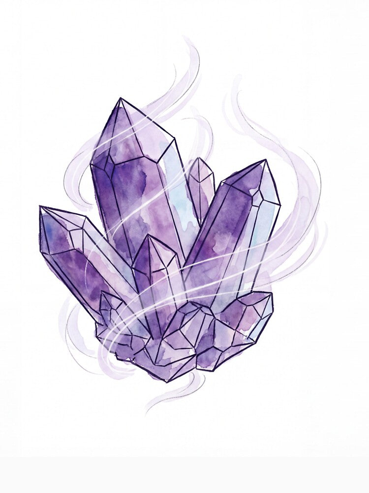 Watercolor Amethyst Crystal Cluster Illustration by Stolen-Oddities T-Shirts, Hoodie, Sweatshirt | BlankRebels.com (Image 2)