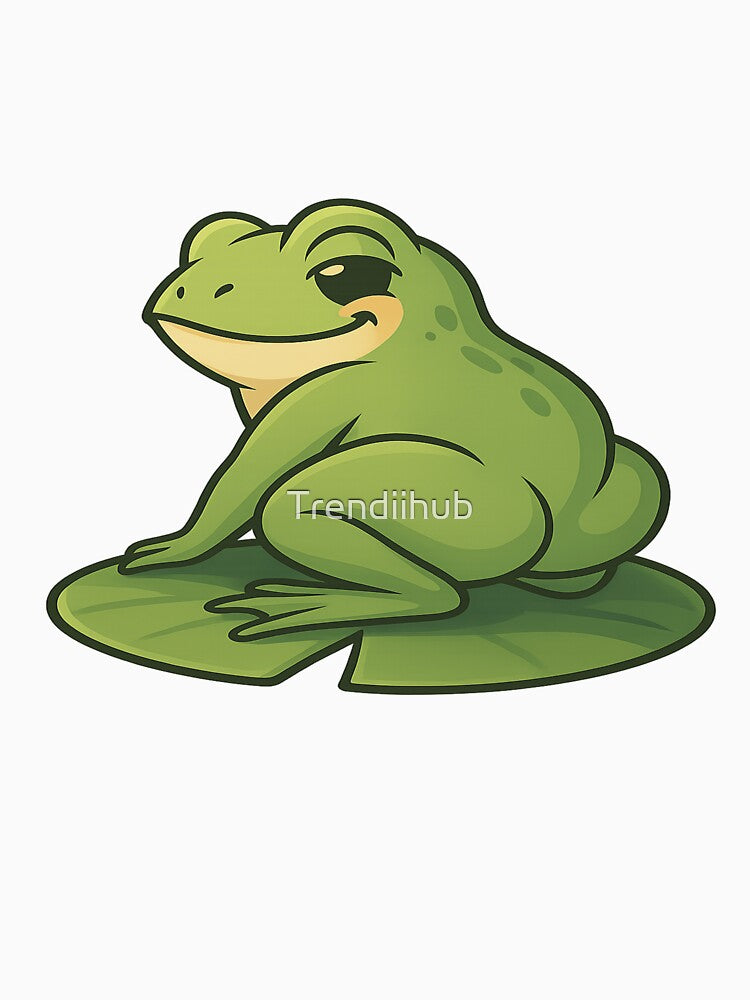 Smug Frog Meme Sticker – Funny Cute Cartoon Frog Butt Lily Pad T-Shirts, Hoodie, Sweatshirt