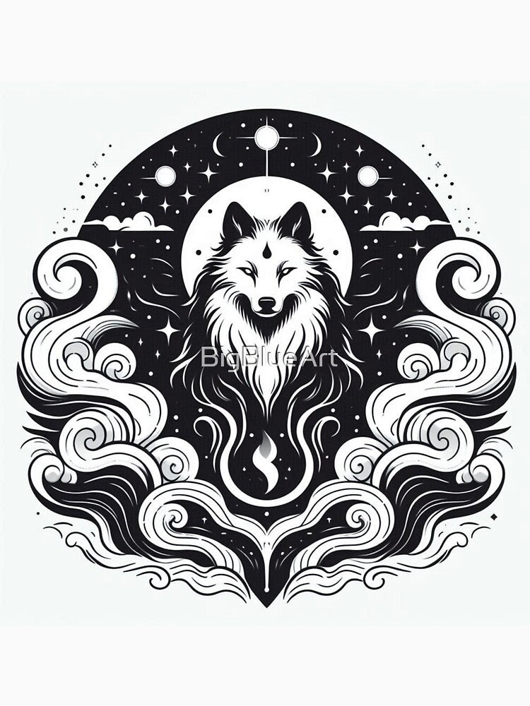Celestial Spirit Wolf Mystic Moon Art by BigBlueArt T-Shirts, Hoodie, Sweatshirt | BlankRebels.com (Image 3)