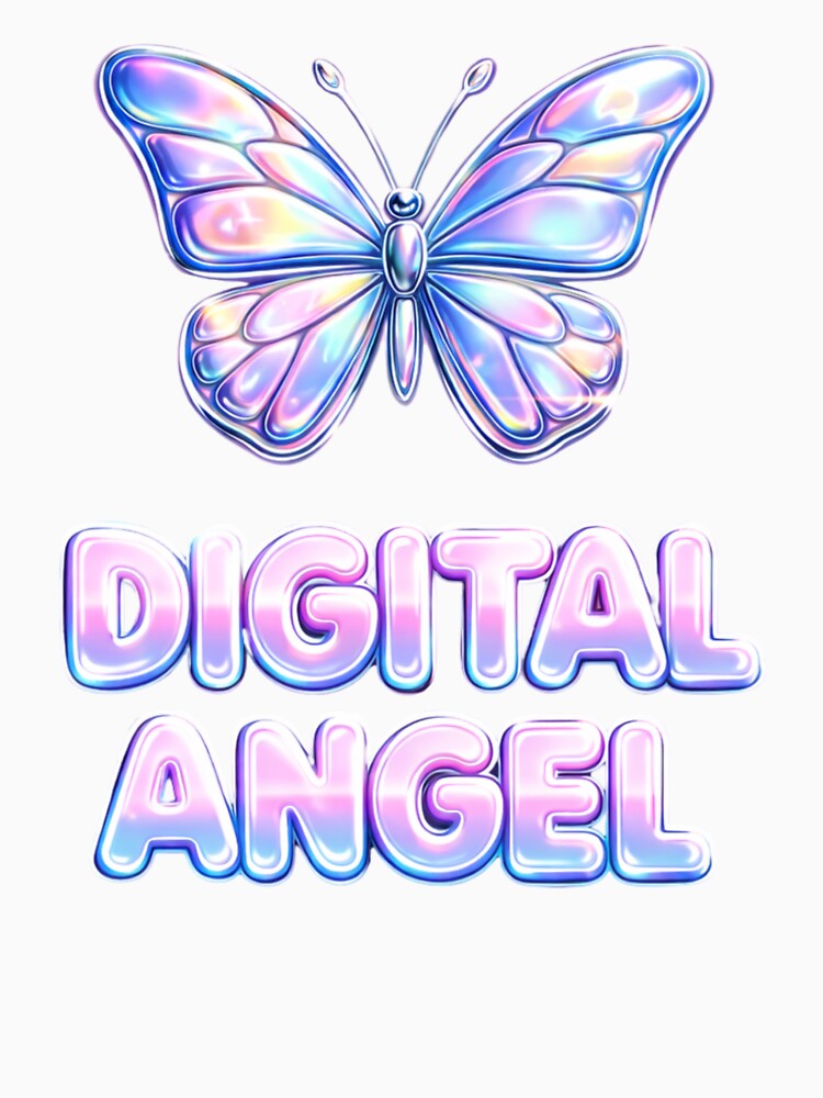 Y2K Chrome Butterfly Digital Angel – Early 2000s Aesthetic Retro Pop Art by TTStudio T-Shirts, Hoodie, Sweatshirt (Image 3)