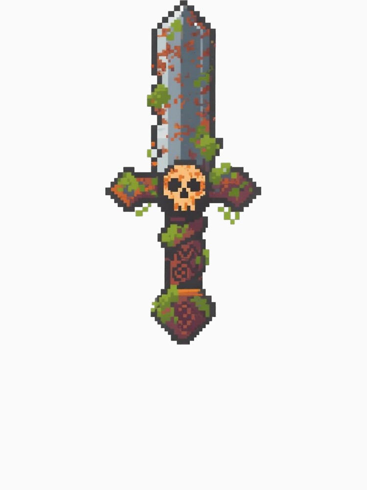 Pixel Skull Sword – Dark Fantasy 8-Bit Pixel Art Weapon by onlin3boutiqu3 T-Shirts, Hoodie, Sweatshirt (Image 3)