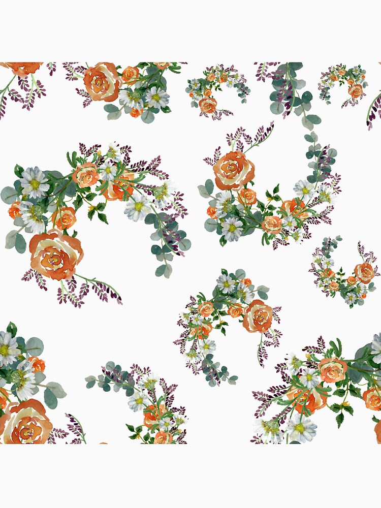 Flower rose daisy branch pattern a watercolor by Yana Mustafina | Boho Soulful Designs T-Shirts, Hoodie, Sweatshirt (Image 3)