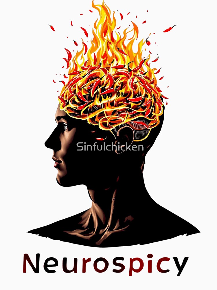 Neurospicy Brain on Fire - Neurodivergent Pride ADHD Autism Design by Sinfulchicken T-Shirts, Hoodie, Sweatshirt (Image 3)