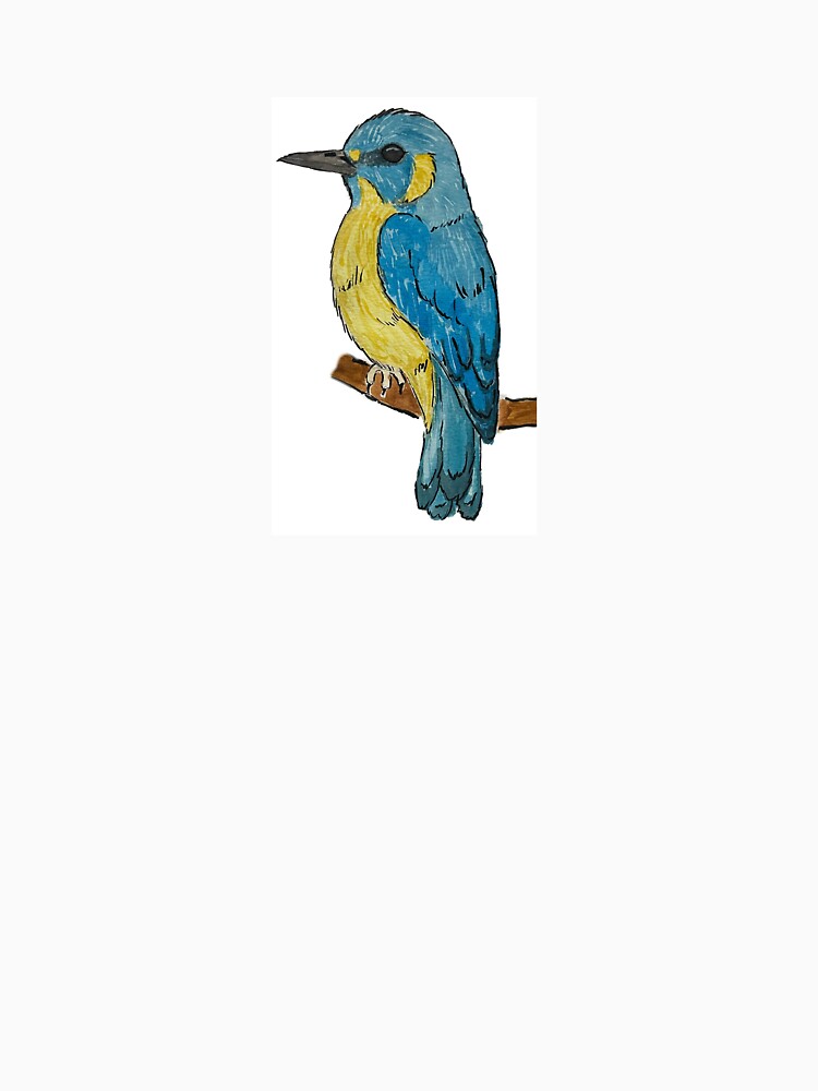 blue and yellow bird resting on a branch by Tullyw T-Shirts, Hoodie, Sweatshirt | BlankRebels.com (Image 3)