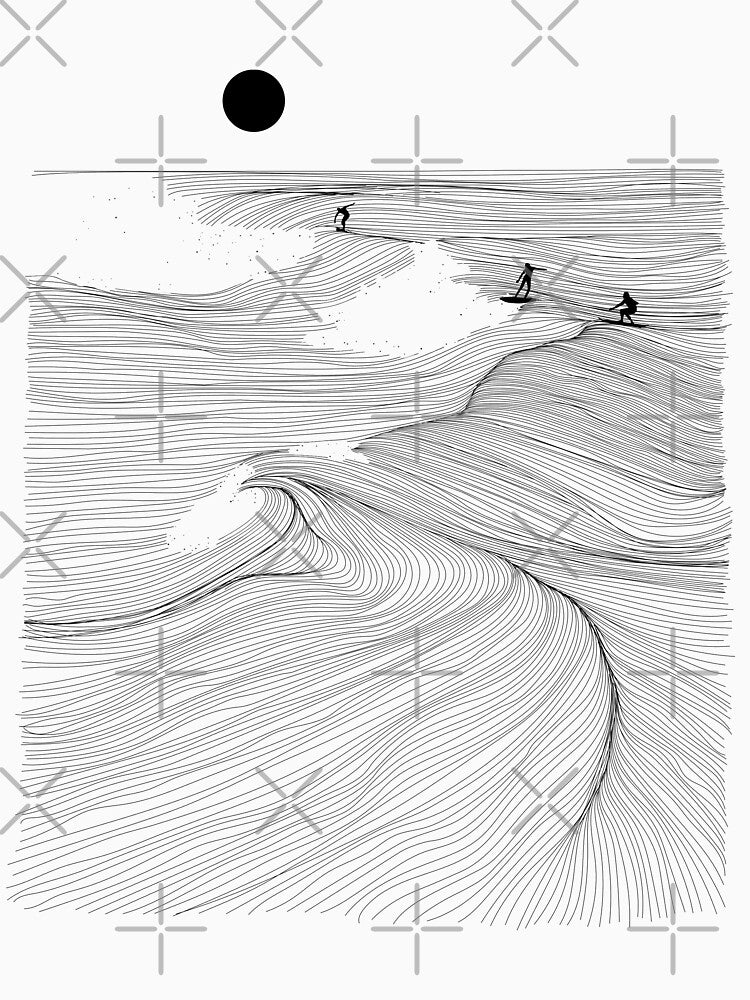 Waves Line Art by SurfolioPrints T-Shirts, Hoodie, Sweatshirt | BlankRebels.com (Image 3)