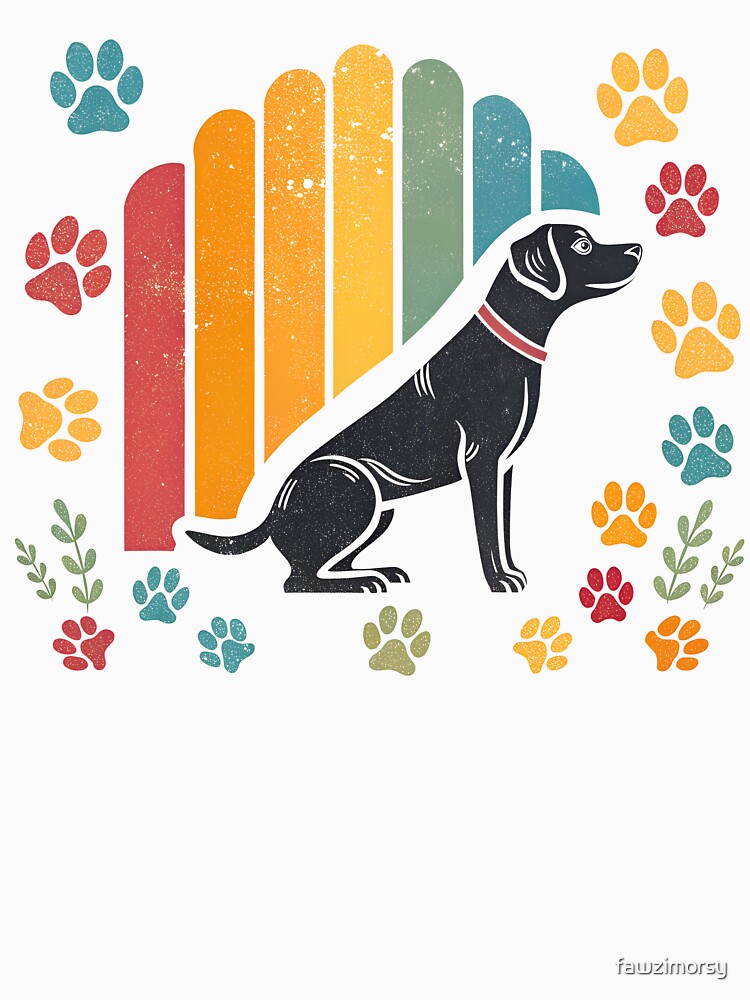 Vintage Dog Silhouette with Paw Prints – Retro Pet Lover Gift by fawzimorsy T-Shirts, Hoodie, Sweatshirt (Image 3)