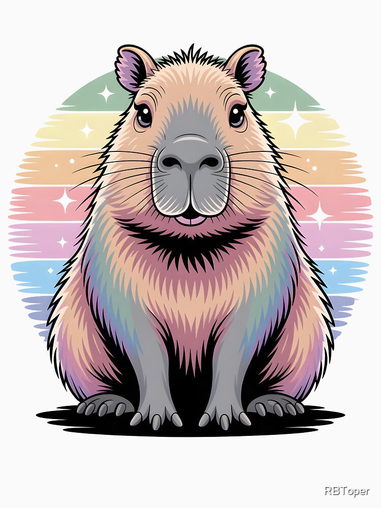 Cute Rainbow Capybara Illustration – Pastel Color Animal Art by RBToper T-Shirts, Hoodie, Sweatshirt (Image 3)