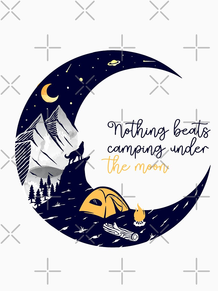 Nothing Beats Camping Under the Moon T-Shirt | Top | Sweatshirt | Hoodie | Tank Top | Sticker | Magnet | Tote Bag by MonkeyPaper