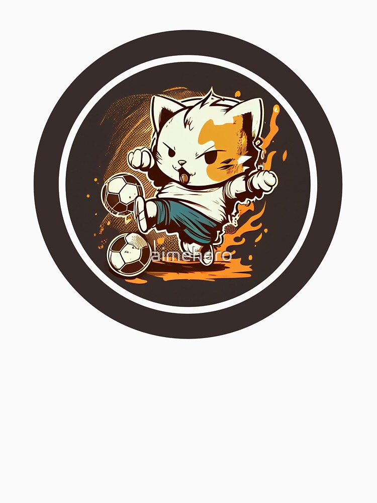 Chibi super duper cute cat playing football by aimehero
