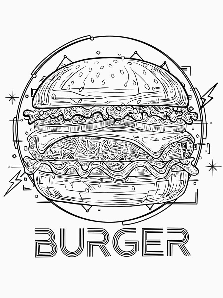 Cyber Tech Burger Line Art by Byond29 T-Shirts, Hoodie, Sweatshirt | BlankRebels.com (Image 2)
