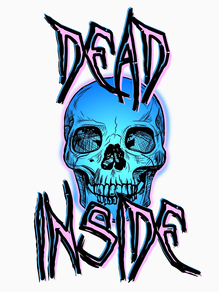Dead Inside with Skull neon goth blue pink by FeralFix
