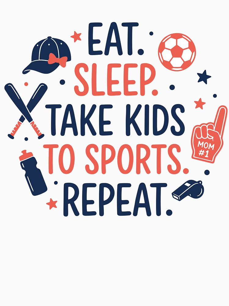Funny Sports Mom Eat Sleep Repeat Gift by KroghDs
