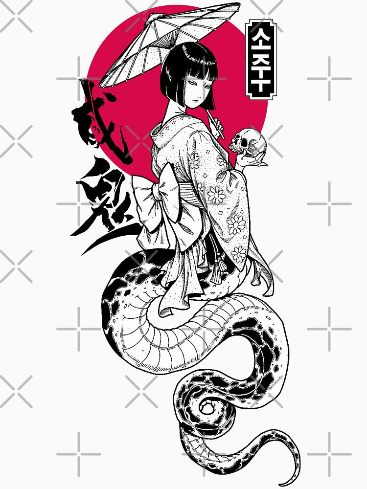 Aesthetic Snake Japanese Pop Art Geisha by OWLvision33 T-Shirts, Hoodie, Sweatshirt | BlankRebels.com (Image 3)