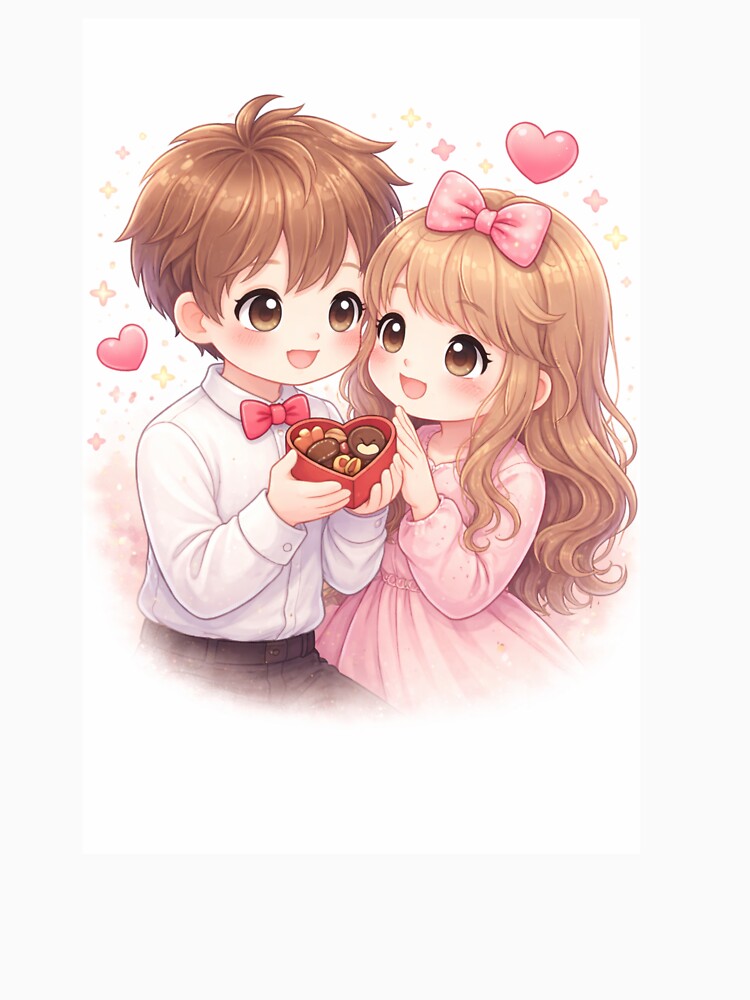 Classic Kawaii Valentine Couple – Sweet Love Moment by kimkosovo T-Shirts, Hoodie, Sweatshirt | BlankRebels.com (Image 3)