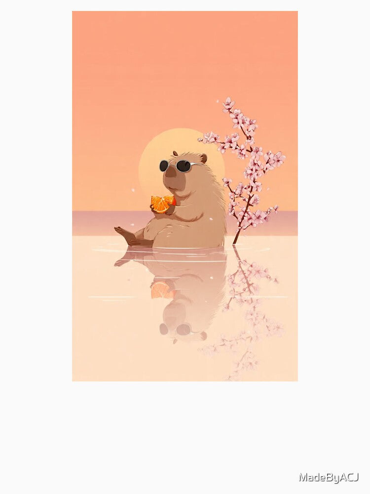 Relaxed Sunset Capybara – Aesthetic Chill Vibes Art by MadeByACJ T-Shirts, Hoodie, Sweatshirt | BlankRebels.com (Image 3)