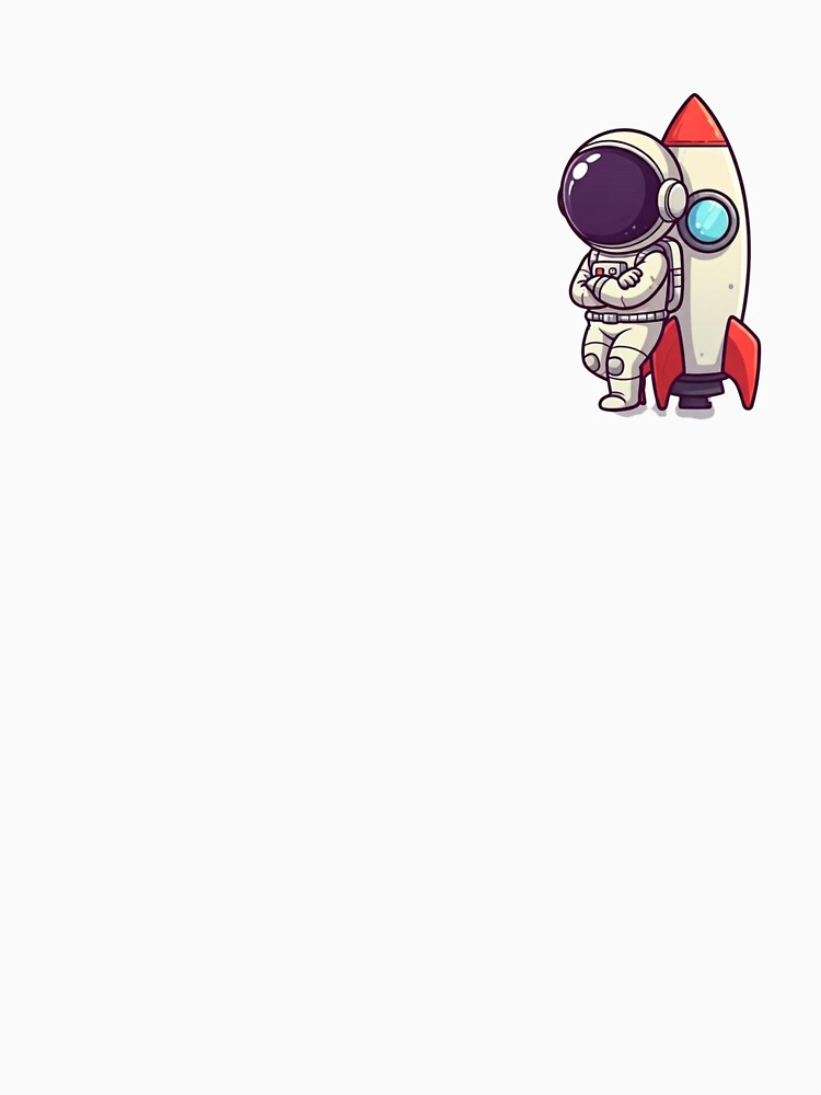 Chibi Astronaut Leaning on Rocket – Adorable Cosmic Energy Illustration by PixelVibe782 T-Shirts, Hoodie,... (Image 3)