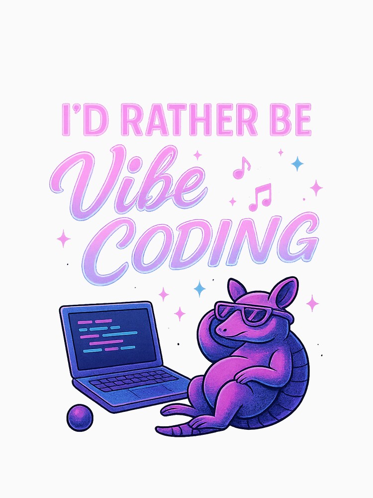I'd Rather Be Vibe Coding – Neon Armadillo Retro Tech Design by AlamoArtifactory T-Shirts, Hoodie, Sweatshirt (Image 3)