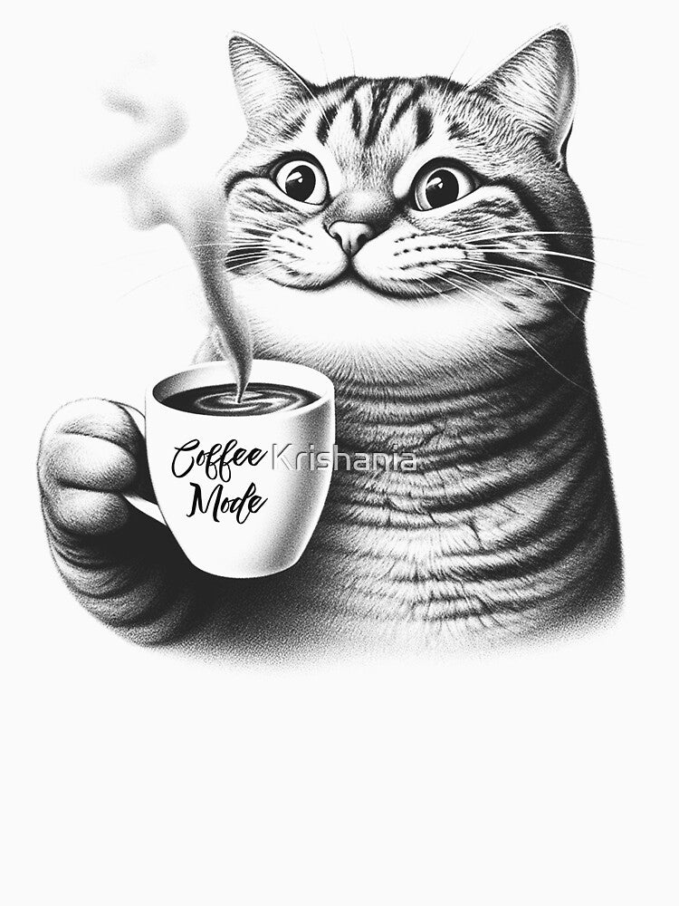 Cat Dink Coffee Mode by Kimberley King Art  King Art