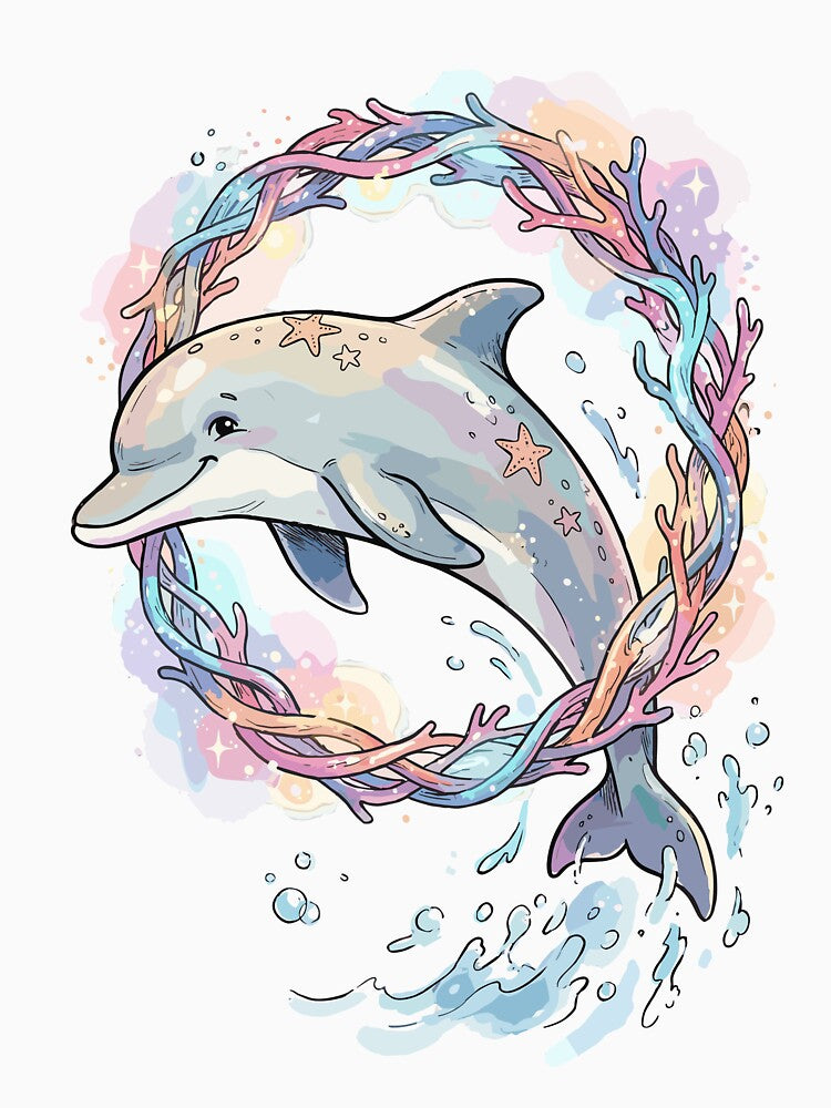 Magical Ocean: Dolphin's Coral Crown by bapupa T-Shirts, Hoodie, Sweatshirt | BlankRebels.com (Image 3)