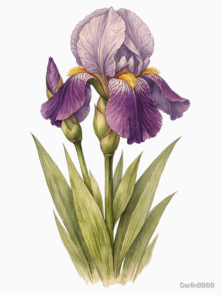 Iris Germanica Vintage Botanical Print - Antique Iris Wall Art by Darlin8888 T-Shirts, Hoodie, Sweatshirt (Image 3)