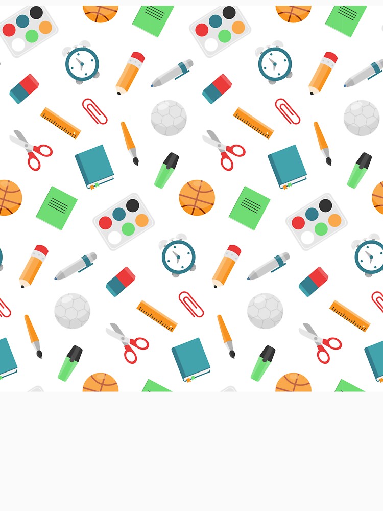 Colorful School Supplies & Sports Ball Pattern – Fun Back-to-School Notebook Design by FestivityFinds
