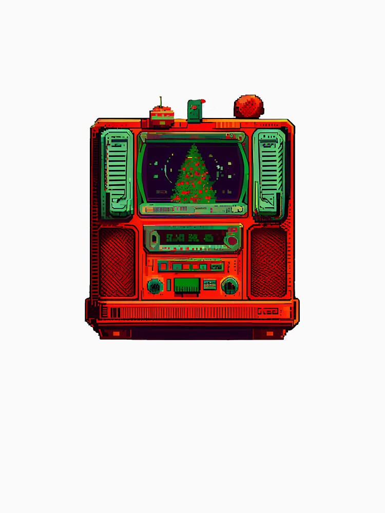 Red retro radio (Christmas edition) by Pixelarium T-Shirts, Hoodie, Sweatshirt | BlankRebels.com (Image 3)