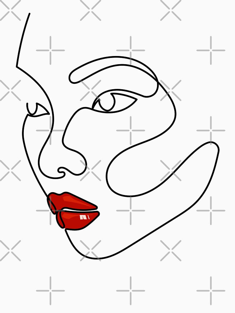 Red | One Line Drawing | One Line Art | Minimal | Minimalist by One-Line-Artist T-Shirts, Hoodie, Sweatshirt (Image 3)