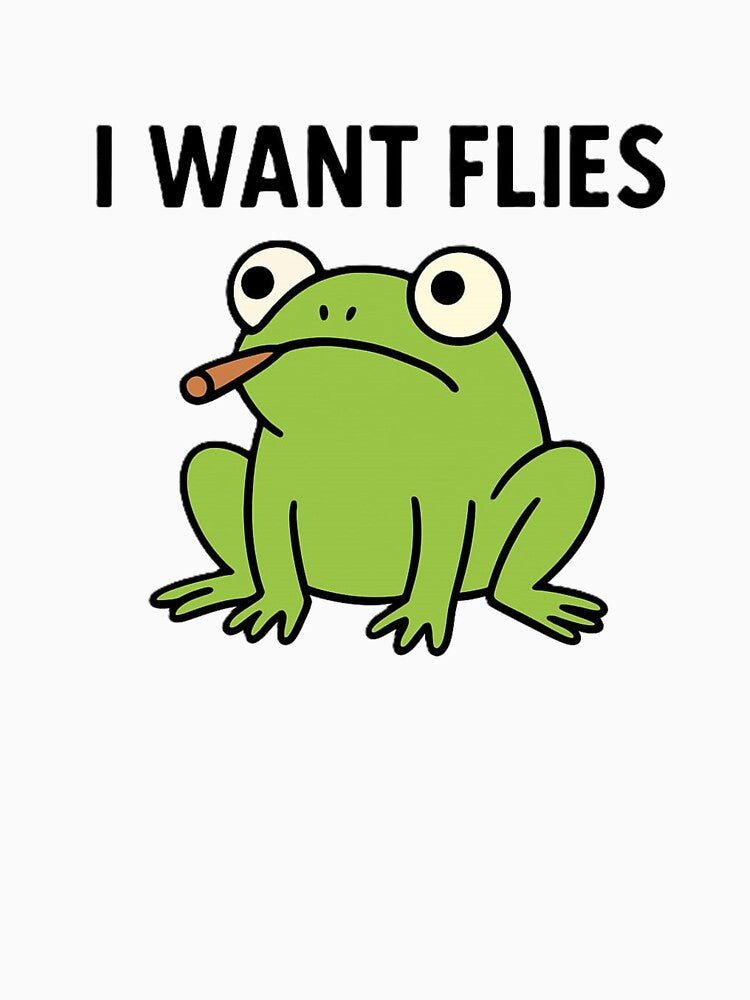 Funny Frog Meme – I Want Flies Cartoon Design by OxiSkor T-Shirts, Hoodie, Sweatshirt | BlankRebels.com (Image 3)