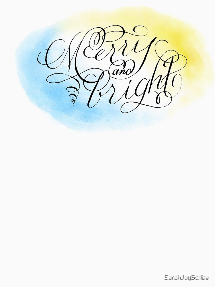 Merry and Bright Calligraphy with Watercolor by SarahJoyScribe T-Shirts, Hoodie, Sweatshirt | BlankRebels.com (Image 3)