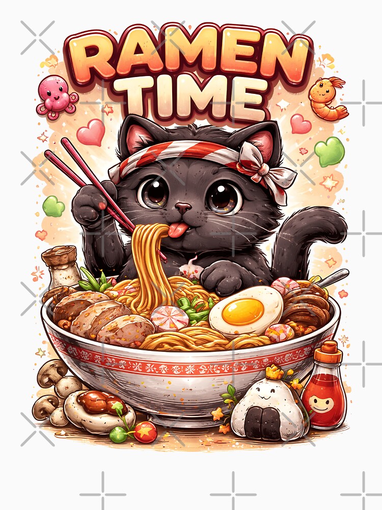 Cute Ramen Cat Kawaii Food Lover Design by Nixora