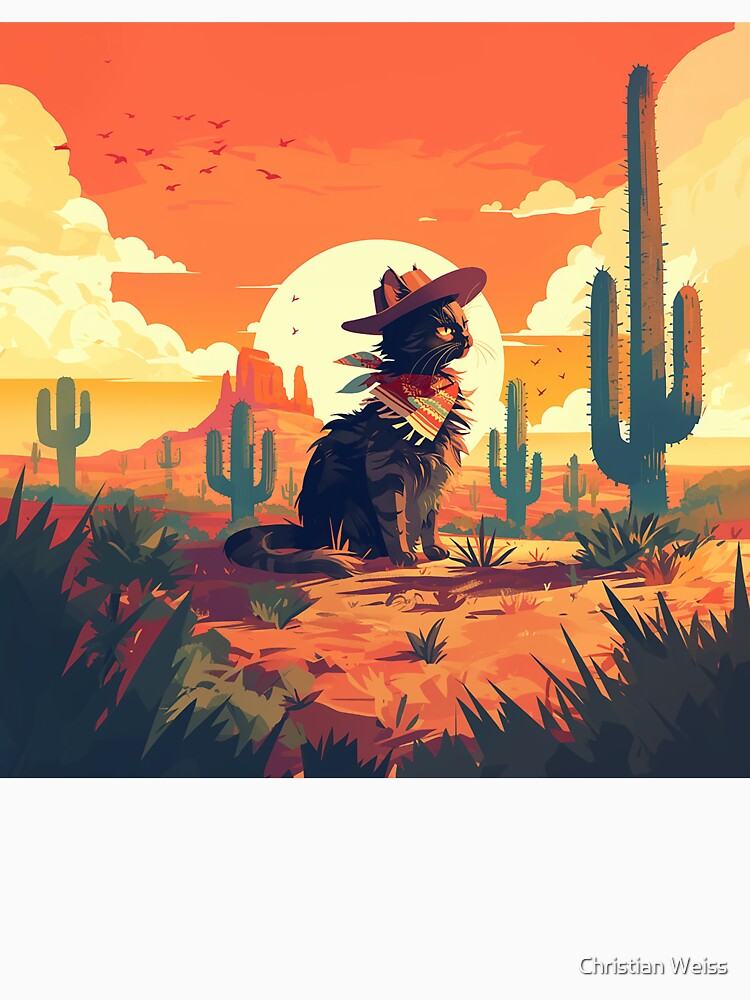 Lone Cowboy Cat Silhouette by Christian Weiss T-Shirts, Hoodie, Sweatshirt | BlankRebels.com (Image 3)