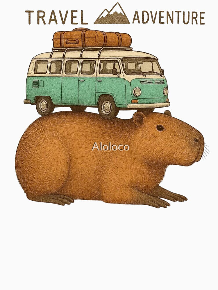 Travel Adventure Capybara – Kawaii Road Trip Animal Illustration by Aloloco T-Shirts, Hoodie, Sweatshirt (Image 3)