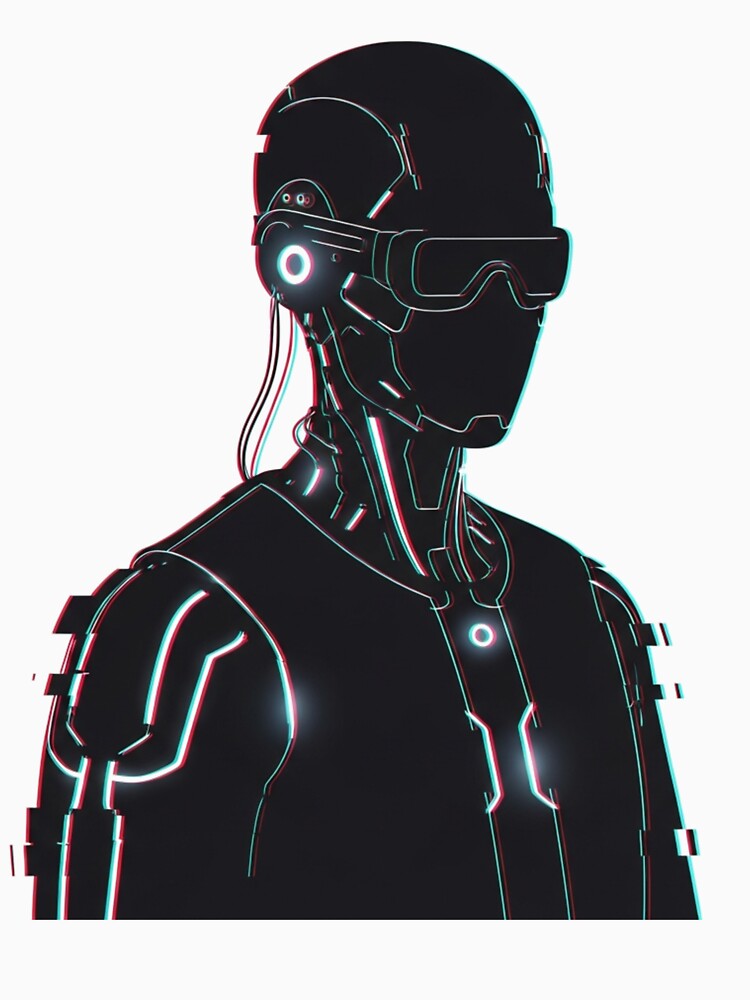 Minimal Glitch Cyborg Profile Futuristic Cyberpunk Art by INNER WINNER YOU T-Shirts, Hoodie, Sweatshirt (Image 3)