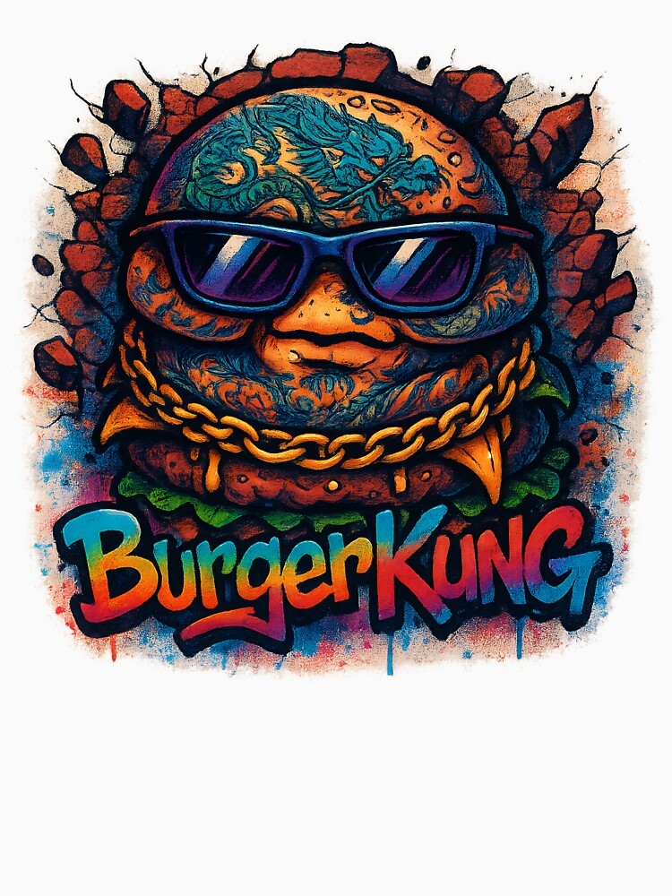 Graffiti Burger King Art | Tattooed Cheeseburger Urban Boss | BURGER KUNG Street Wall Mural by NeepDesign... (Image 3)