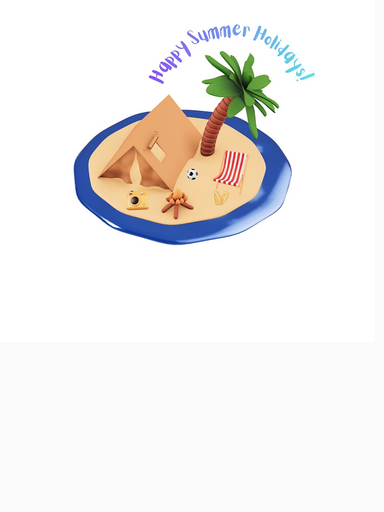 Happy Summer Holidays Cute Beach Island Illustration | Vacation Vibes Design by Sarban-Art
