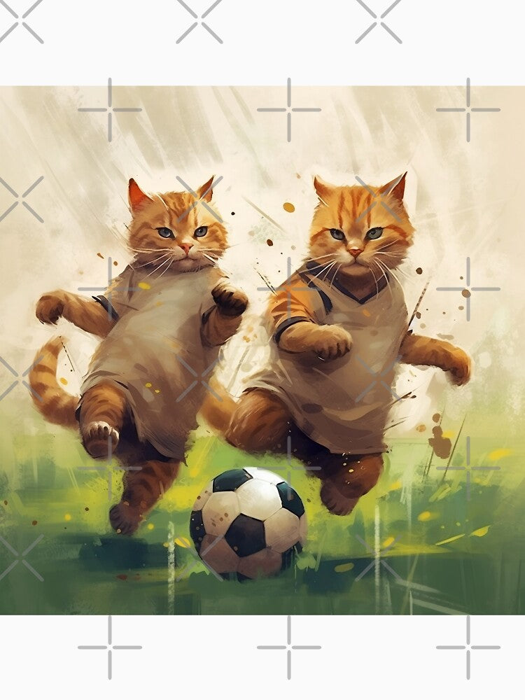 Brother Cats Are Practicing Soccer on a Rainy Day by BDMeow