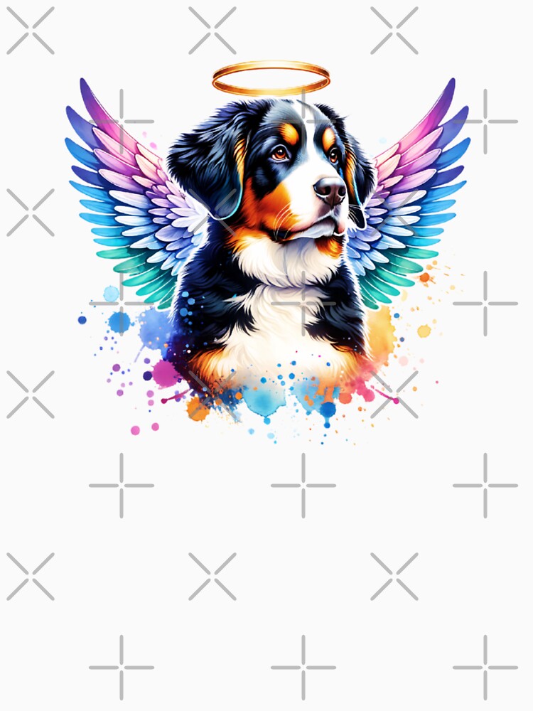 Watercolor Entlebucher Mountain Dog Angel by TheAnimalZ00 T-Shirts, Hoodie, Sweatshirt | BlankRebels.com (Image 3)