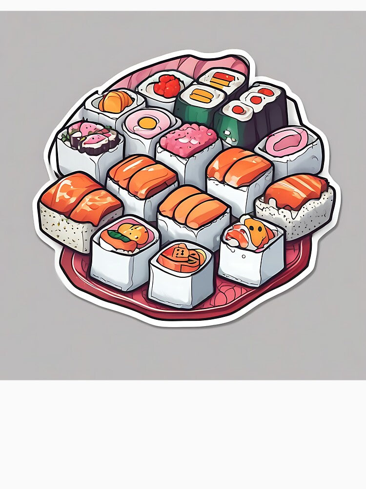Kawaii Sushi Party Mix Sticker Illustration by KINGSMILESTORE T-Shirts, Hoodie, Sweatshirt | BlankRebels.com (Image 3)