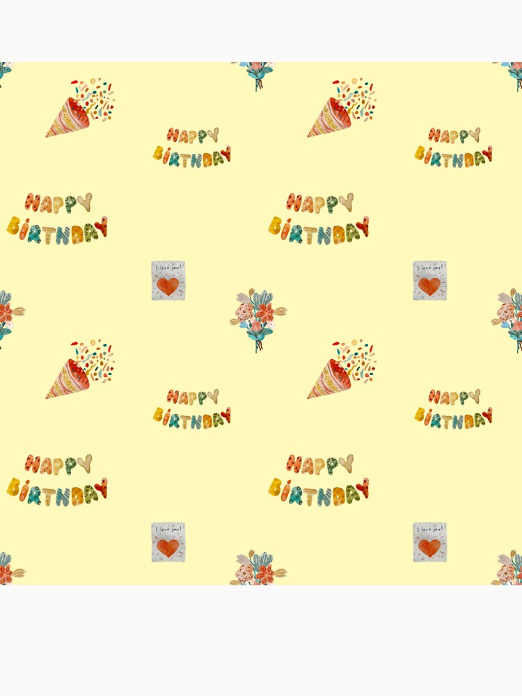 Birthday confetti sketch cute pattern a watercolor yellow by Yana Mustafina | Boho Soulful Designs T-Shirts,... (Image 3)