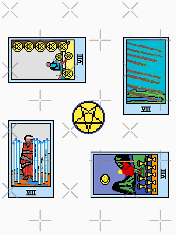 Pixel Waite Tarot Minor Arcana Eights - 81st Sticker Pack and Magnets by Pixel Waite T-Shirts, Hoodie, Sweatshirt (Image 3)