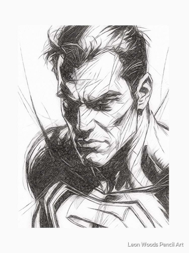 Superhero Pencil Sketch by Leon Woods Pencil Art