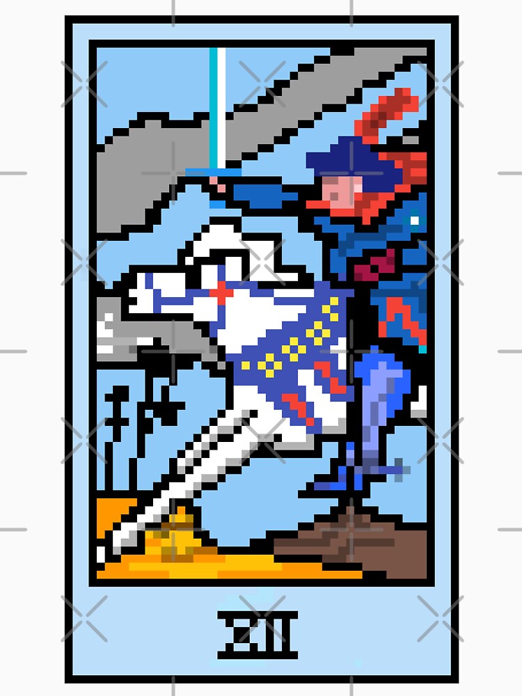 Wait, is this pixel art tarot? Yellow - Minor Arcana 'Knight of Swords' (Design for T-shirt, stickers and other... (Image 3)