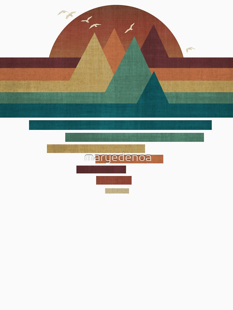 Geometric Mountains At Sunset by maryedenoa