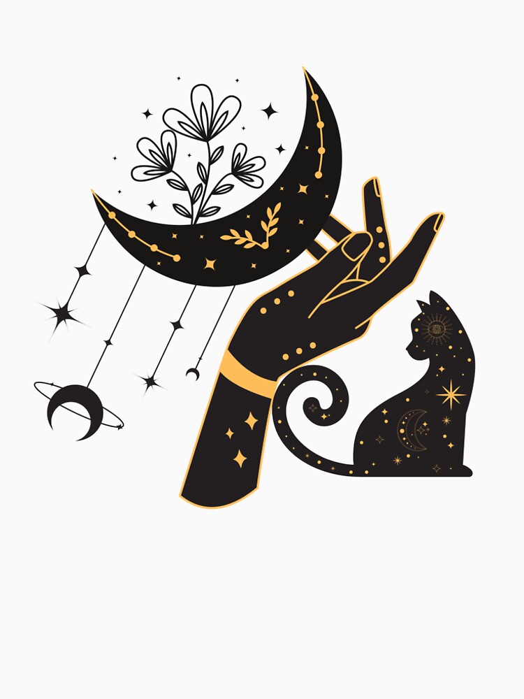Celestial Cat and Moon Mystic Design by NovaRune T-Shirts, Hoodie, Sweatshirt | BlankRebels.com (Image 2)
