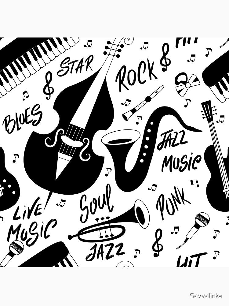 Jazz music seamless pattern by Savvalinka T-Shirts, Hoodie, Sweatshirt | BlankRebels.com (Image 3)
