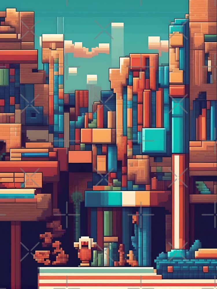 Pixelated City Landscape Abstract Art by Esterlane T-Shirts, Hoodie, Sweatshirt | BlankRebels.com (Image 3)