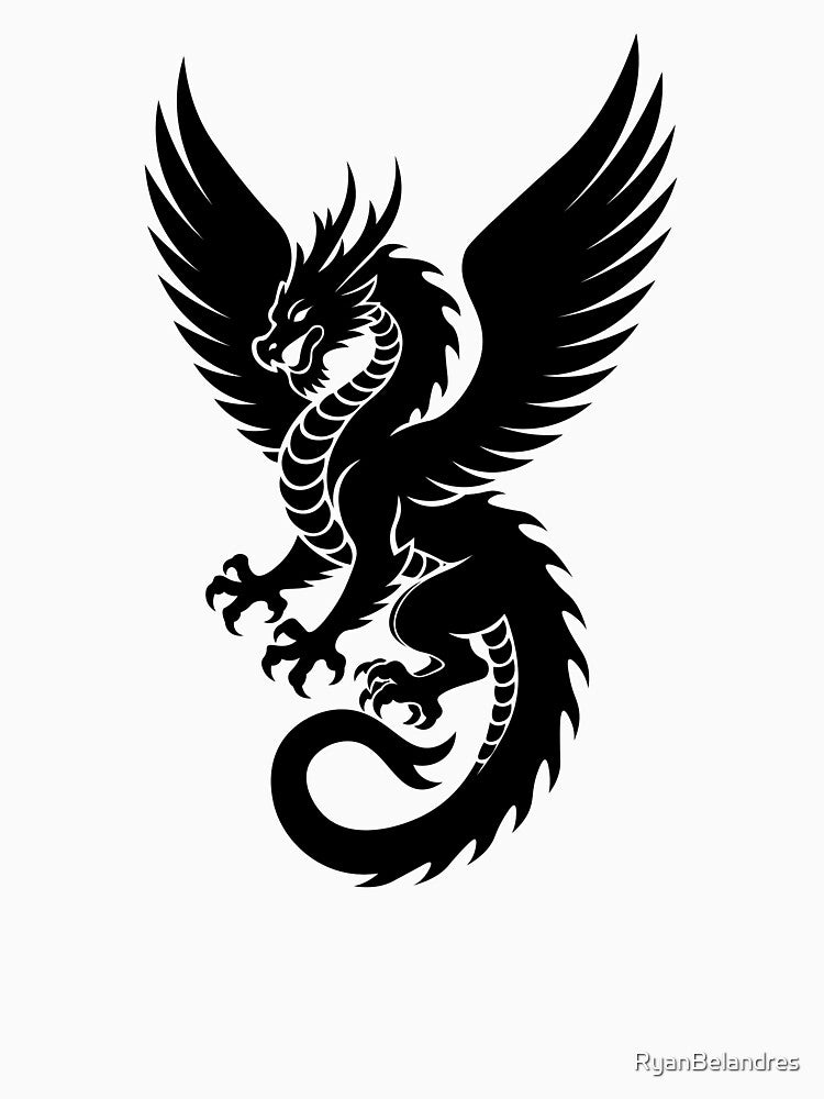 Shadow Fury Dragon - Majestic Winged Beast Silhouette by RyanBelandres T-Shirts, Hoodie, Sweatshirt (Image 3)