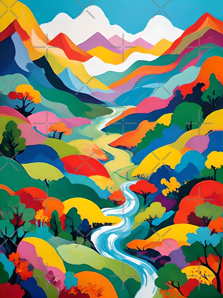 Colorful Abstract Mountain Valley Art by Esterlane T-Shirts, Hoodie, Sweatshirt | BlankRebels.com (Image 3)